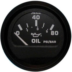 Faria 12803 Euro Black Oil Pressure Gauge - 80 PSI